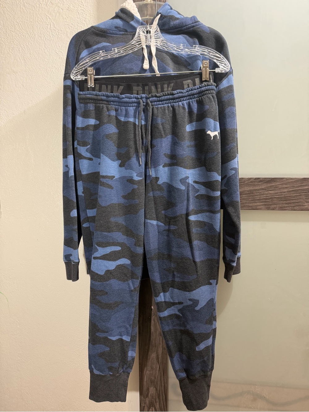 PINK Victoria's Secret Blue & Black Camo Set